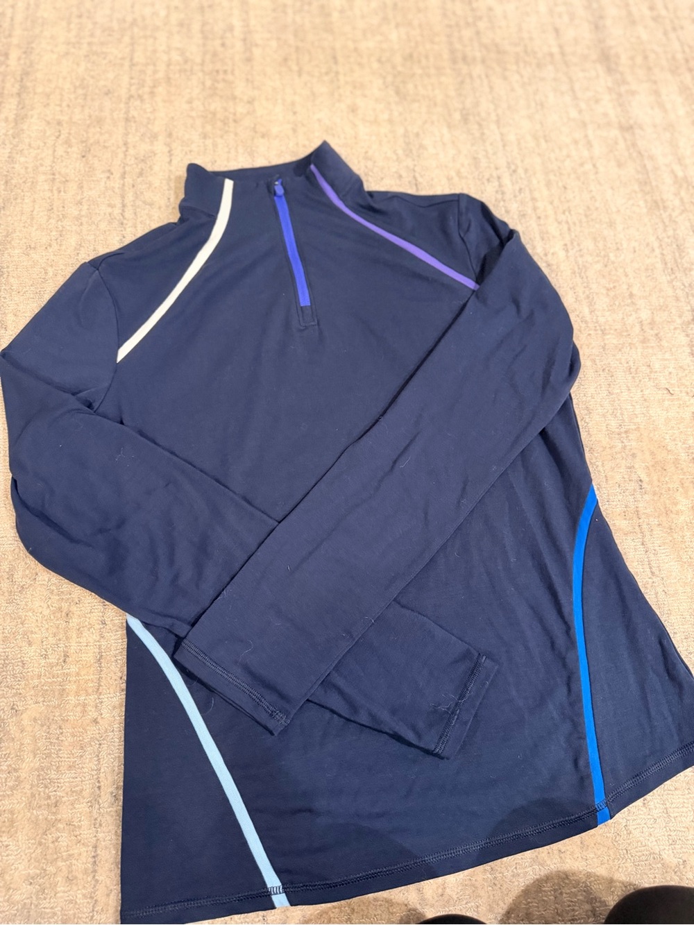 G/FORE Navy and Purple Golf Pullover with Black Trim